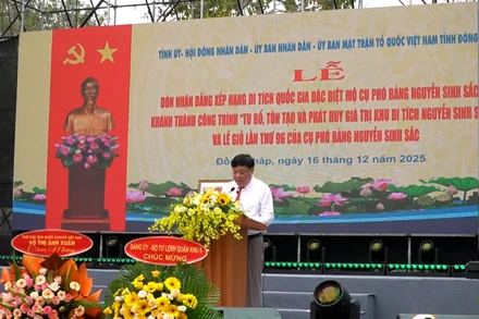 [Video] Đón nhận Bằng xếp hạng Di tích quốc gia đặc biệt Mộ cụ Phó bảng Nguyễn Sinh Sắc 