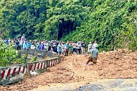 [Video] Sạt lở đèo Sông Pha, tạm cấm phương tiện lên Đà Lạt