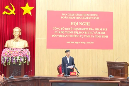 [Video] Công bố quyết định kiểm tra, giám sát đối với Ban Thường vụ Tỉnh ủy Ninh Bình và Ban Thường vụ Thành ủy Huế 