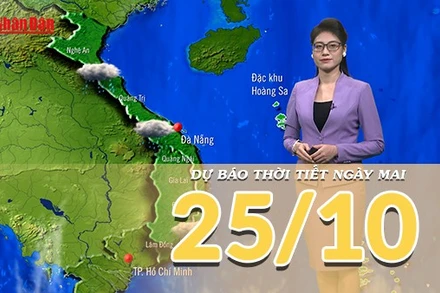 [Video] Dự báo thời tiết đêm nay và ngày mai 25/10/2025: Mưa dông tiếp diễn ở Trung Bộ 