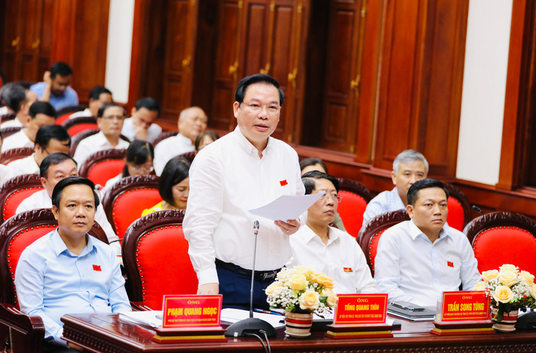 Phó Chủ tịch UBND tỉnh Tống Quang Thìn làm rõ hơn một số vấn đề cử tri quan tâm. (Ảnh: Nguyễn Nam)