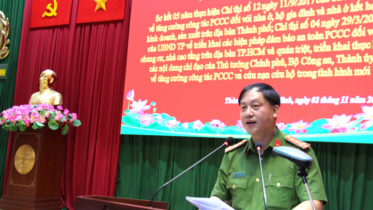 Đại tá Huỳnh Quang Tâm, Trưởng Phòng Cảnh sát phòng cháy, chữa cháy và cứu nạn, cứu hộ (PC07) Công an Thành Phố Hồ Chí Minh thông tin về kết quả kiểm tra nhà chung cư trên địa bàn.