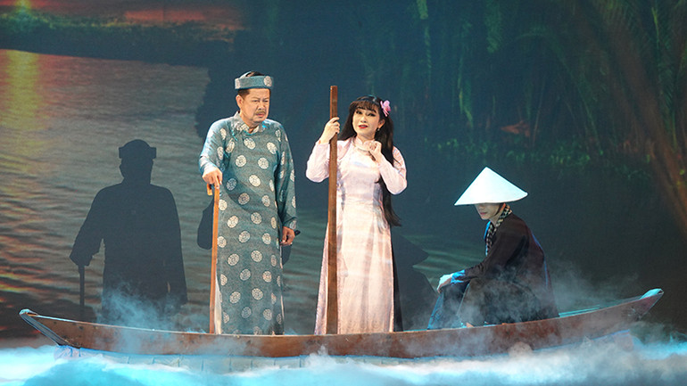 Nghệ sĩ Nhân dân Thanh Nam, Nghệ sĩ Nhân dân Mỹ Hằng thể hiện bài vọng cổ hài "Ông Trượng Tiên Bửu" của soạn giả Viễn Châu.