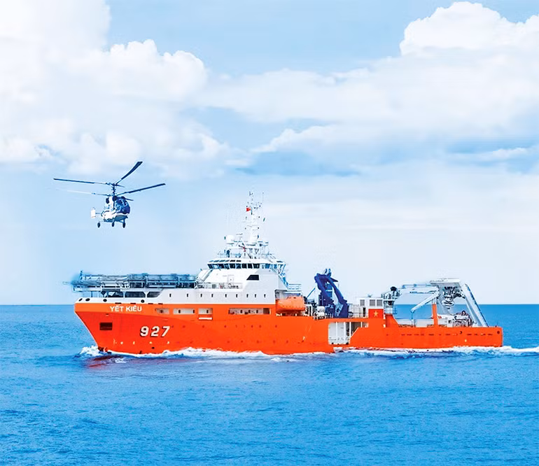 Tàu tìm kiếm cứu nạn tàu ngầm đa năng MSSARS 9316 (Yết Kiêu 927), do Nhà máy Z189, Tổng cục Công nghiệp quốc phòng sản xuất năm 2022. Nguồn: Tuyên huấn Nhà máy Z189. Tàu tìm kiếm cứu nạn tàu ngầm đa năng MSSARS 9316 (Yết Kiêu 927), do Nhà máy Z189, Tổng cục Công nghiệp quốc phòng sản xuất năm 2022. Nguồn: Tuyên huấn Nhà máy Z189.