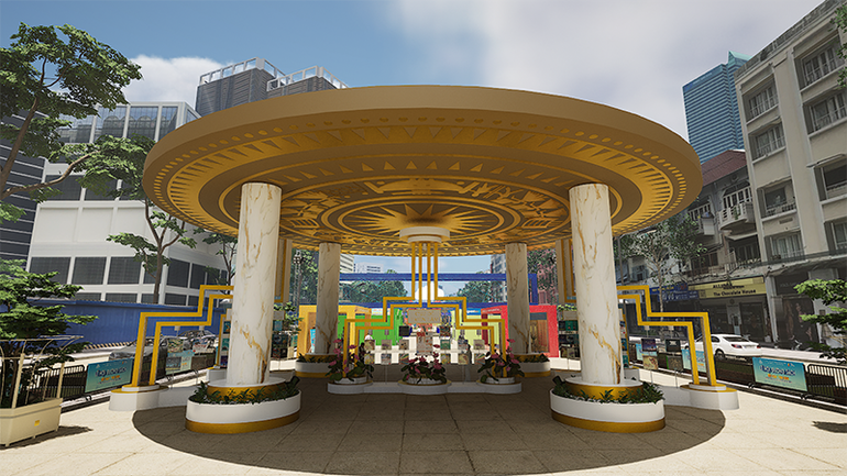 Thiết kế trống đồng Đông Sơn tại Lễ hội Đường sách Tết 2024.