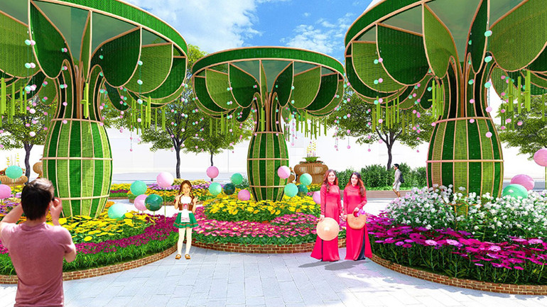 Một phối cảnh Đường hoa Nguyễn Huệ Tết Ất Tỵ 2025. (Ảnh: BTC)