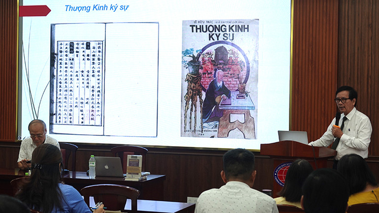 Phó Giáo sư, Tiến sĩ Đoàn Lê Giang trình bày tham luận tại buổi tọa đàm.