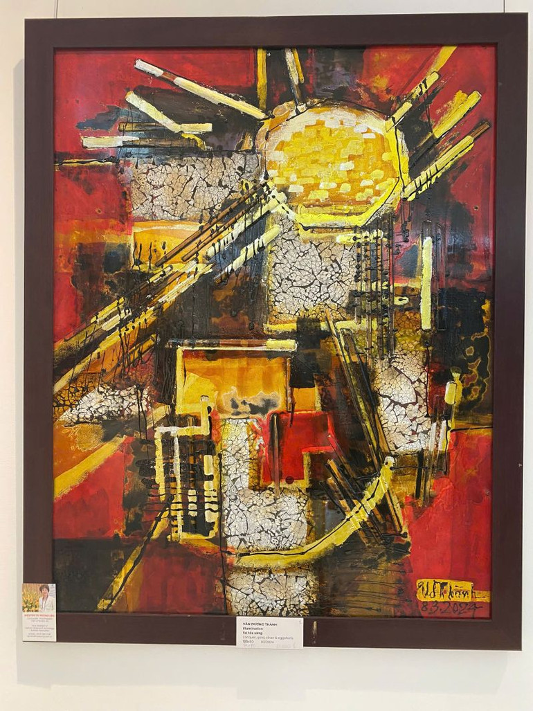 Một tác phẩm của họa sĩ Văn Dương Thành trưng bày trong triển lãm "Mùa xuân Hà Nội và Seoul".