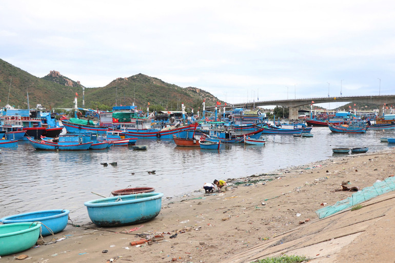 Bờ kè đầm Nại, thị trấn Khánh Hải, huyện Ninh Hải (Ninh Thuận) được thu gom sạch rác thải (Ảnh: NGUYỄN TRUNG)