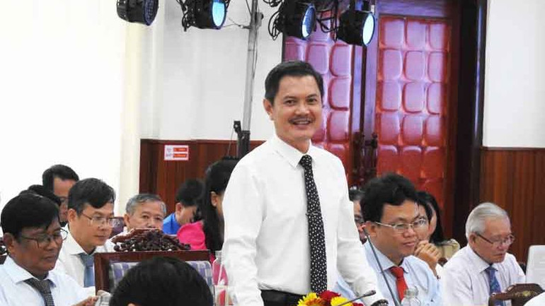 PGS,TS Nguyễn Tất Toàn, Hiệu trưởng Trường đại học Nông lâm Thành phố Hồ Chí Minh phát biểu tại buổi lễ. (Ảnh: NGUYỄN TRUNG)