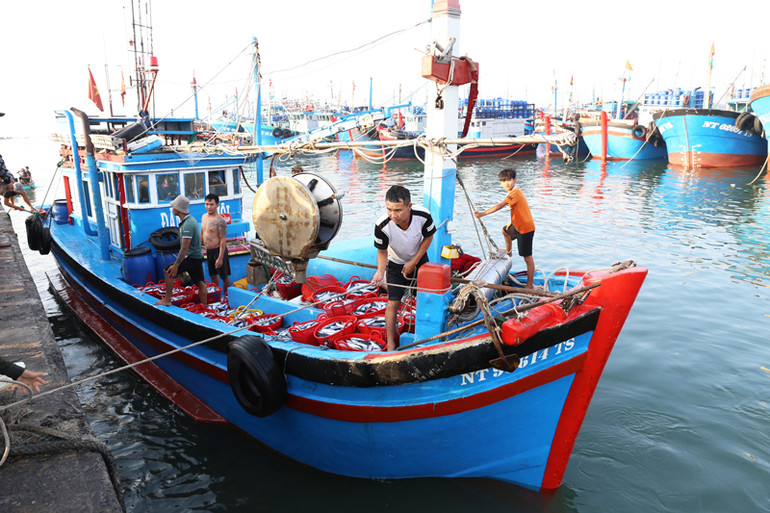 Khoang tàu đầy ắp hải sản mỗi khi cập bến đã đem lại nguồn thu nhập khá cho ngư dân tỉnh Ninh Thuận.