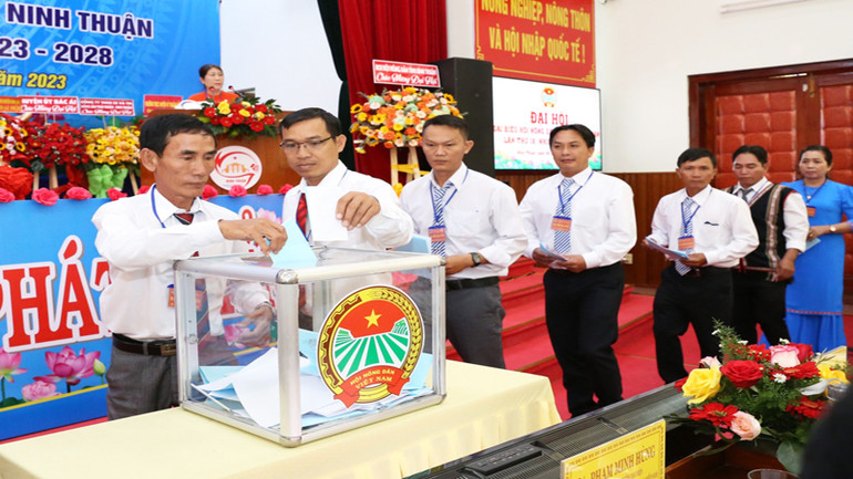 Đại biểu bỏ phiếu bầu Ban Chấp hành khóa 9.