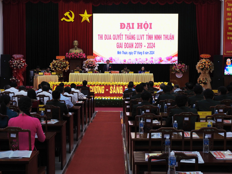 Chủ tịch Ủy ban nhân dân tỉnh Ninh Thuận Trần Quốc Nam phát biểu tại Đại hội. (Ảnh: NGUYỄN TRUNG)