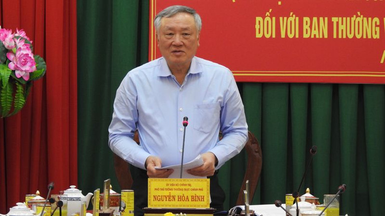 Phó Thủ tướng Thường trực Chính phủ Nguyễn Hòa Bình phát biểu chỉ đạo tại hội nghị. (Ảnh: NGUYỄN TRUNG)