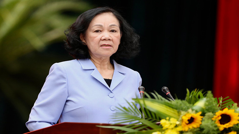 Đồng chí Trương Thị Mai, Ủy viên Bộ Chính trị, Thường trực Ban Bí thư, Trưởng Ban Tổ chức Trung ương phát biểu chỉ đạo tại hội nghị (Ảnh: Hoàng Triều)