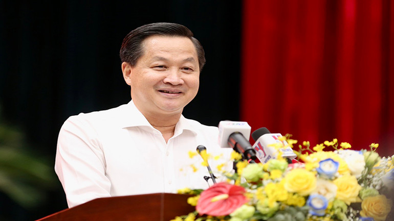 Phó Thủ tướng Lê Minh Khái phát biểu tại hội nghị.