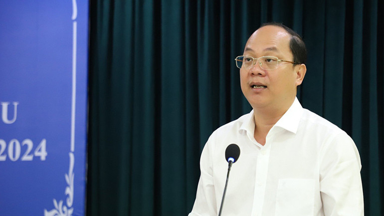 Phó Bí thư Thường trực Thành ủy Thành phố Hồ Chí Minh Nguyễn Hồ Hải phát biểu tại buổi họp mặt.