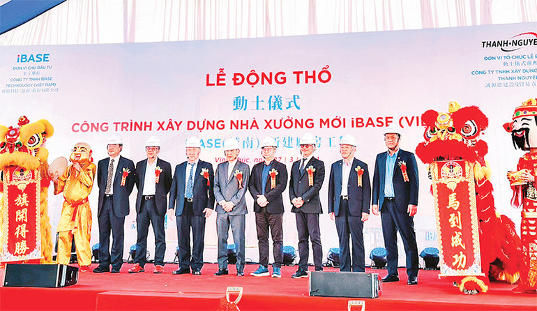 Lễ động thổ công trình xây dựng nhà xưởng mới của Công ty cổ phần Công nghệ iBASE Việt Nam tại Khu công nghiệp Bá Thiện 2, huyện Bình Xuyên.