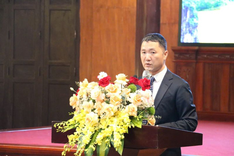 Giám đốc Sở Du lịch Ninh Bình Bùi Văn Mạnh phát biểu tại buổi lễ.