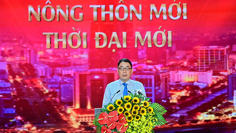 Ông Đinh Minh Hiệp, Giám đốc Sở Nông nghiệp và Phát triển nông thôn Thành phố Hồ Chí Minh phát biểu tại chương trình. (Ảnh: Quốc Thanh)