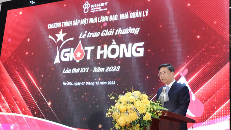 Phó Giáo sư, Tiến sĩ Nguyễn Hà Thanh, Viện trưởng Viện Huyết học-Truyền máu Trung ương phát biểu tại Chương trình.