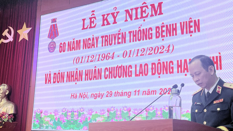 Thiếu tướng, GS, TS Nguyễn Như Lâm đọc diễn văn tại Lễ kỷ niệm.