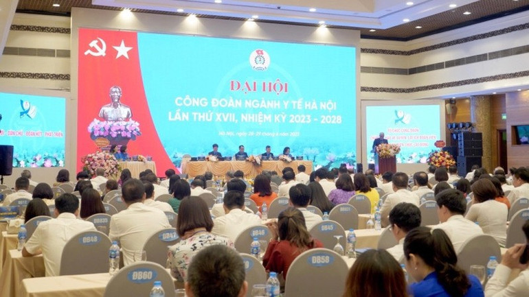 Quang cảnh Đại hội Công đoàn ngành y tế Hà Nội lần thứ XVII, nhiệm kỳ 2023-2028. Quang cảnh Đại hội Công đoàn ngành y tế Hà Nội lần thứ XVII, nhiệm kỳ 2023-2028.