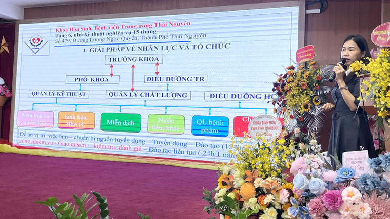 Các chuyên gia lĩnh vực hóa sinh trình bày các tham luận tại hội thảo.