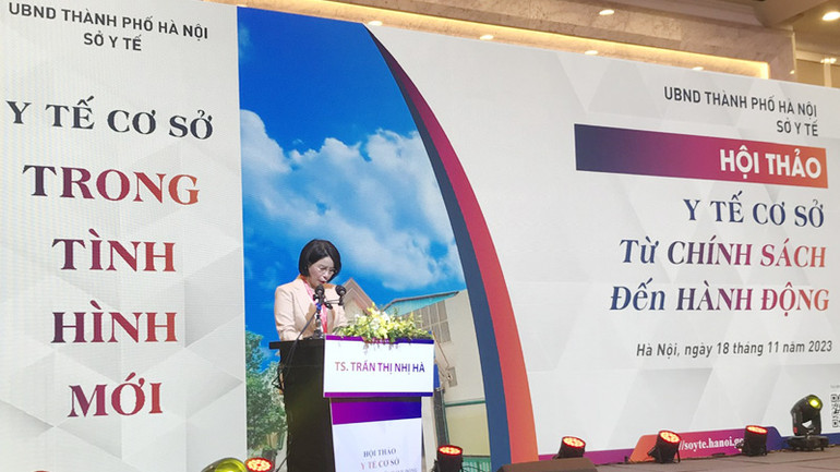 Giám đốc Sở Y tế Hà Nội Trần Thị Nhị Hà phát biểu tại hội thảo