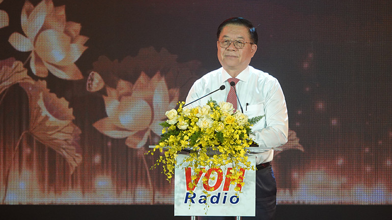 Đồng chí Nguyễn Trọng Nghĩa, Ủy viên Bộ Chính trị, Bí thư Trung ương Đảng, Trưởng Ban Tuyên giáo Trung ương phát biểu tại chương trình.