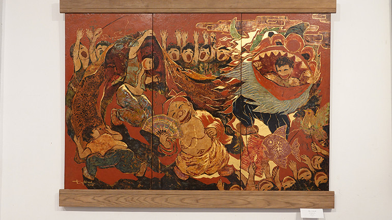 Một tác phẩm của họa sĩ Trần Quang Hải tại triển lãm.