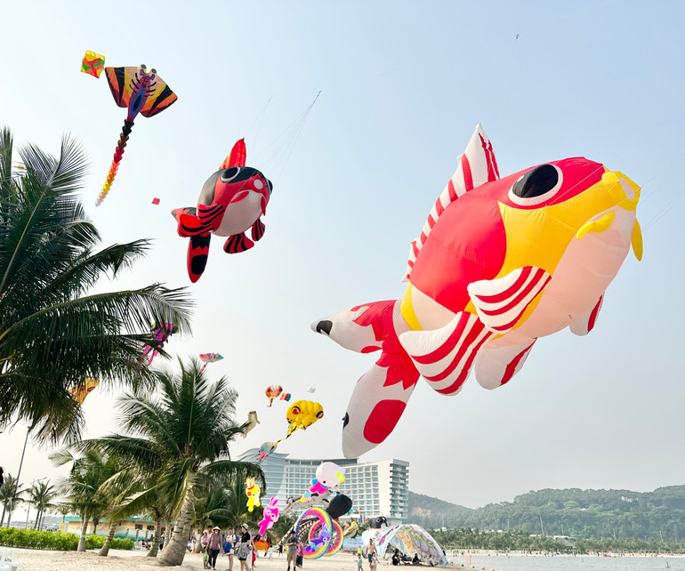 Du khách mê mẩn ngắm diều độc, lạ ở biển Đồ Sơn.