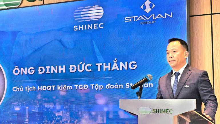 Ông Đinh Đức Thắng, Chủ tịch Hội đồng quản trị kiêm Tổng giám đốc Tập đoàn Stavian phát biểu.