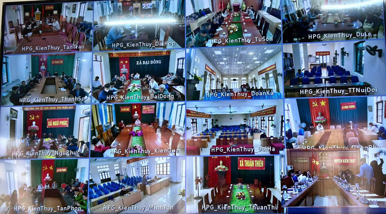 Tập huấn trực tuyến tại Ủy ban nhân dân huyện Kiến Thụy.