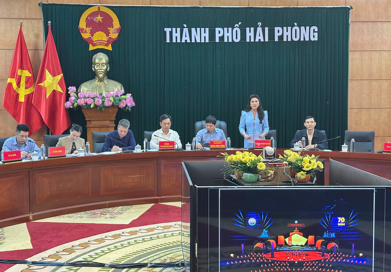 Giám đốc Sở Văn hóa, Thể thao và Du lịch thành phố Hải Phòng Trần Thị Hoàng Mai thông tin về sự kiện.