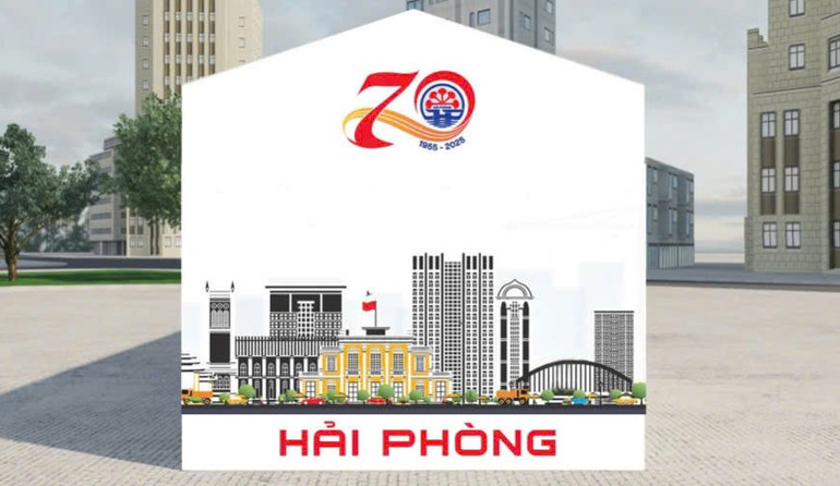 Hình ảnh thành phố Hải Phòng được thiết kế trưng bày tại đường sách.