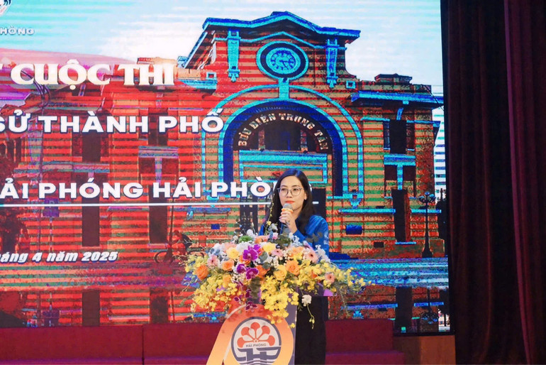 Đồng chí Nguyễn Thị Thuỷ, Phó Bí thư Thành đoàn, Chủ tịch Hội Liên hiệp thanh niên Việt Nam thành phố Hải Phòng.