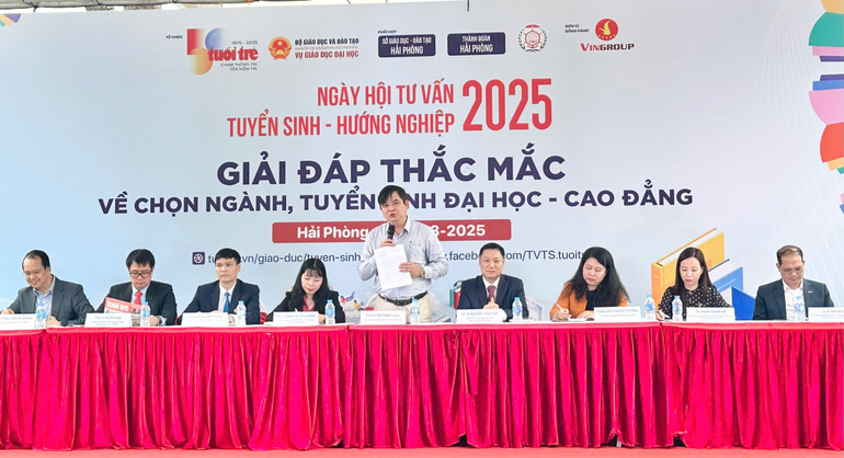 Ban tư vấn giải đáp thắc mắc cho học sinh, phụ huynh về chọn ngành, tuyển sinh đại học - cao đẳng năm 2025.
