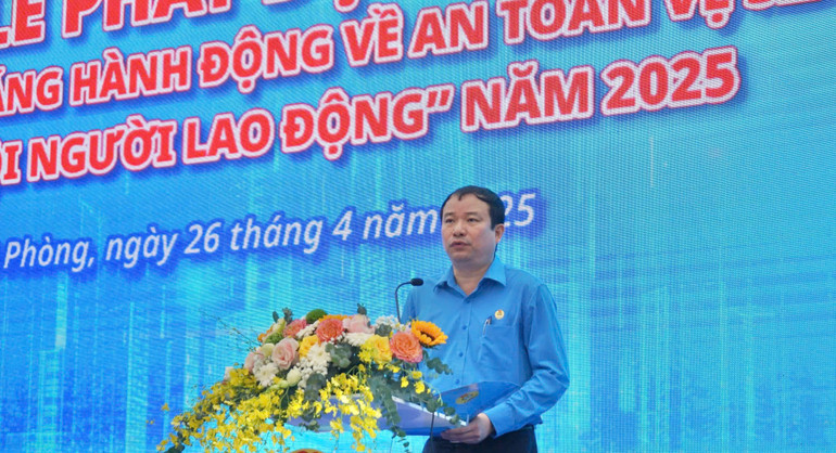 Ông Nguyễn Anh Tuân, Chủ tịch Liên đoàn Lao động thành phố Hải Phòng.