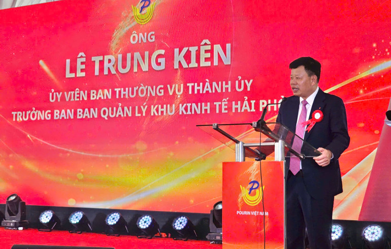 Trưởng ban quản lý Khu kinh tế Hải Phòng Lê Trung Kiên phát biểu.