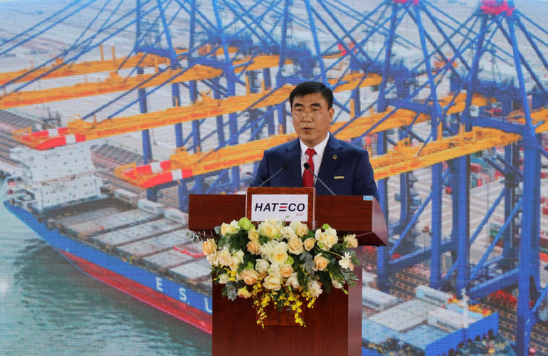 Ông Trần Văn Kỳ, Chủ tịch Hội đồng quản trị Tập đoàn Hateco, phát biểu.