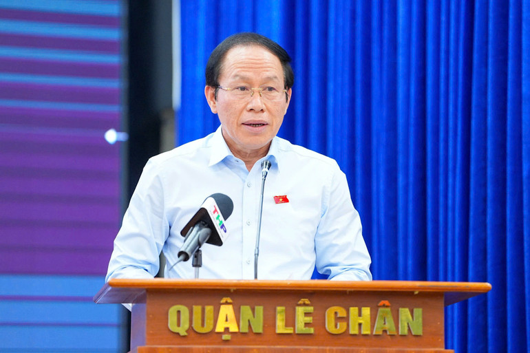 Đồng chí Lê Tiến Châu, Bí thư Thành ủy, Trưởng Đoàn đại biểu Quốc hội thành phố Hải Phòng.