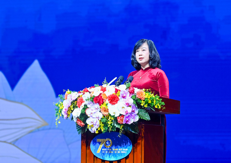 Bộ trưởng Y tế Đào Hồng Lan phát biểu tại lễ kỷ niệm. (Ảnh: Duy Linh)