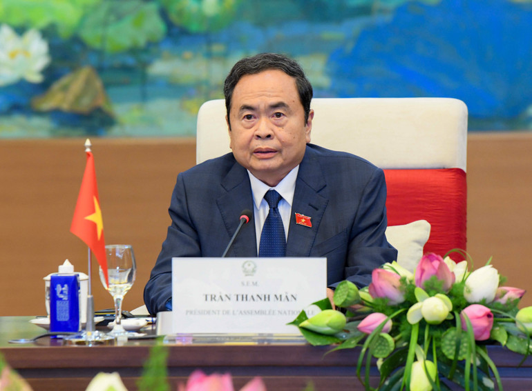Chủ tịch Quốc hội Trần Thanh Mẫn phát biểu tại hội kiến. (Ảnh: Đăng Anh) Chủ tịch Quốc hội Trần Thanh Mẫn phát biểu tại hội kiến. (Ảnh: Đăng Anh)