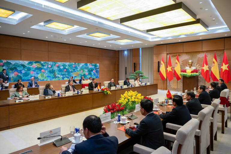 Quang cảnh hội kiến tại Nhà Quốc hội. (Ảnh: Duy Linh)