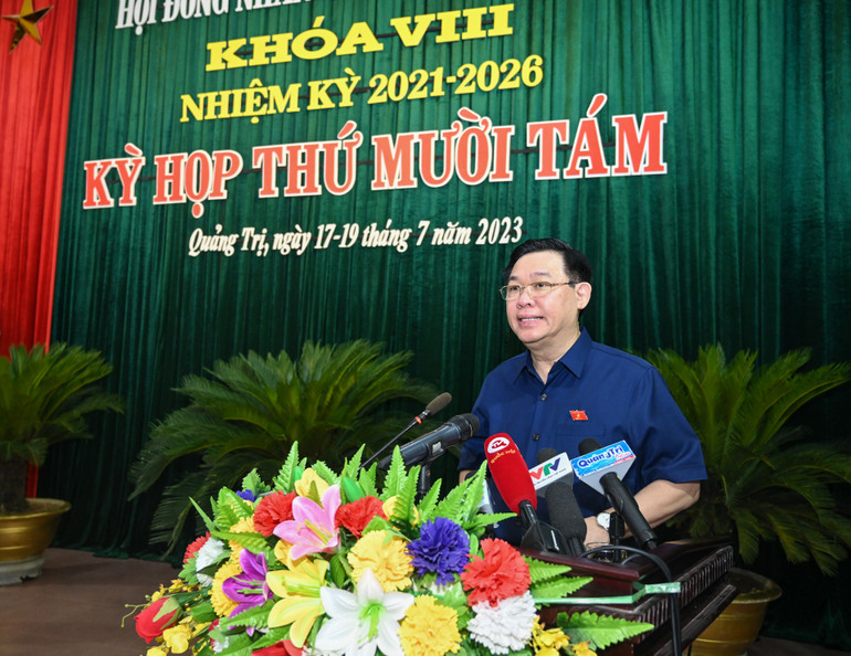 Chủ tịch Quốc hội Vương Đình Huệ phát biểu chỉ đạo tại kỳ họp. (Ảnh: DUY LINH)