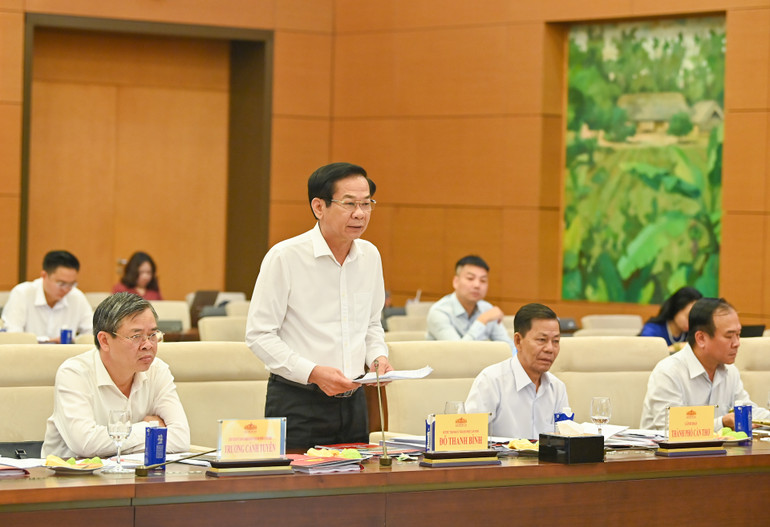 Bí thư Thành ủy Cần Thơ Đỗ Thanh Bình báo cáo tại buổi làm việc. (Ảnh: DUY LINH)