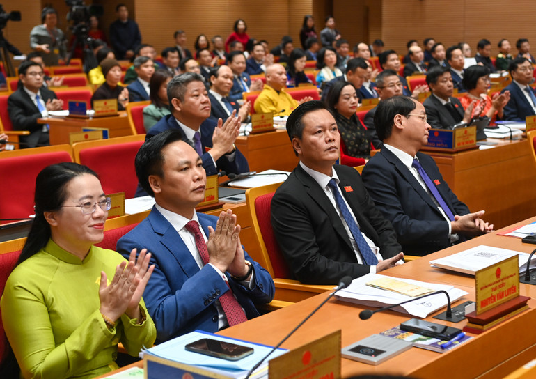 Các đại biểu HĐND Thành phố Hà Nội dự kỳ họp. (Ảnh: Duy Linh)