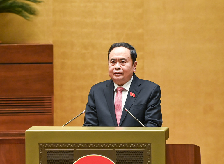 Chủ tịch Quốc hội Trần Thanh Mẫn phát biểu chỉ đạo tại hội nghị. (Ảnh: Duy Linh)