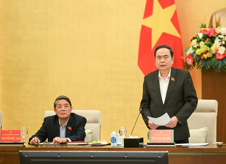 Chủ tịch Quốc hội Trần Thanh Mẫn phát biểu khai mạc cuộc họp. (Ảnh: Duy Linh)